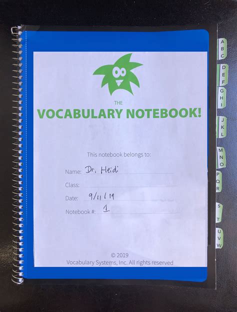 Vocabulary notebook