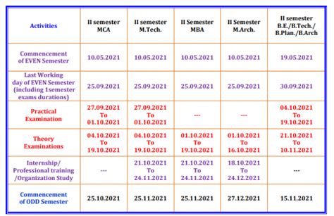 VTU Calendar Features