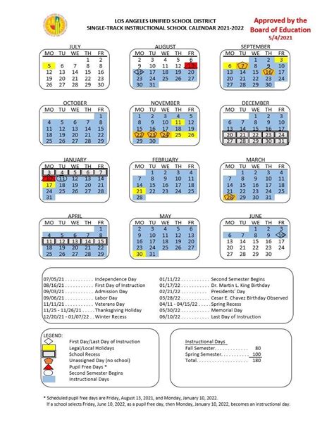 VUSD Calendar Overview