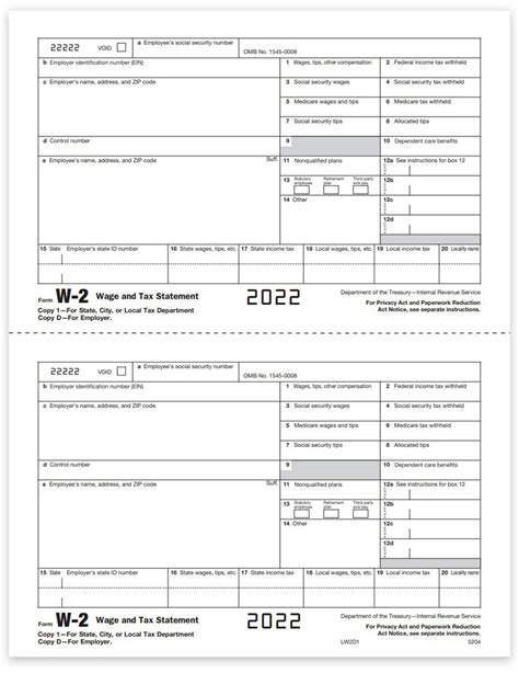 W2 printable form template