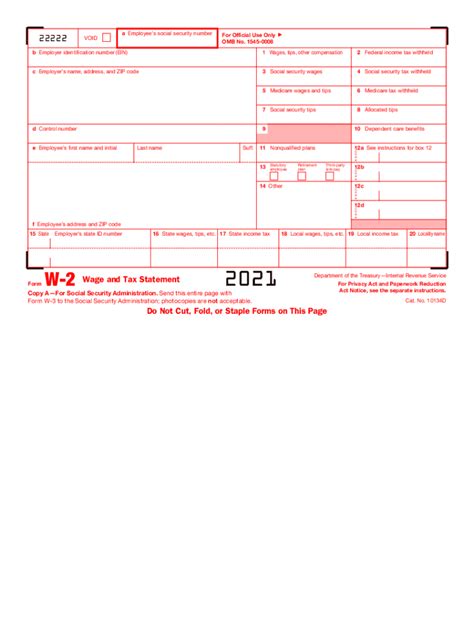 W2 printable form template