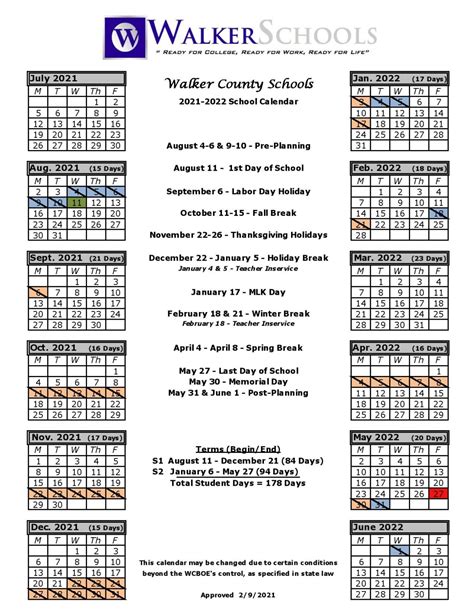 Walker County Schools Calendar