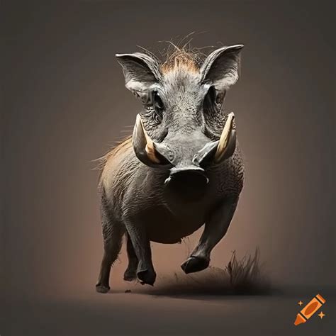 Warthog running in a field