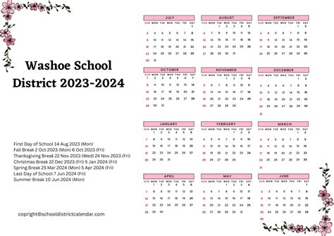 Washoe Schools Calendar Overview