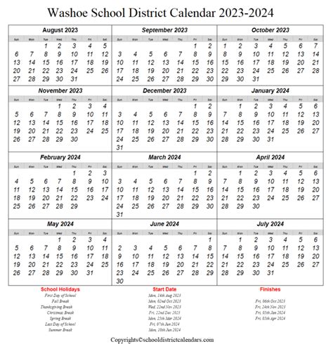 Washoe Schools Calendar Image 7