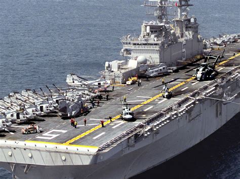 Marines disembarking from a Wasp-class ship during an amphibious assault exercise