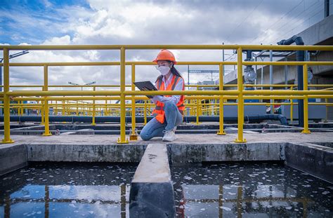 Waste treatment plant operator at work