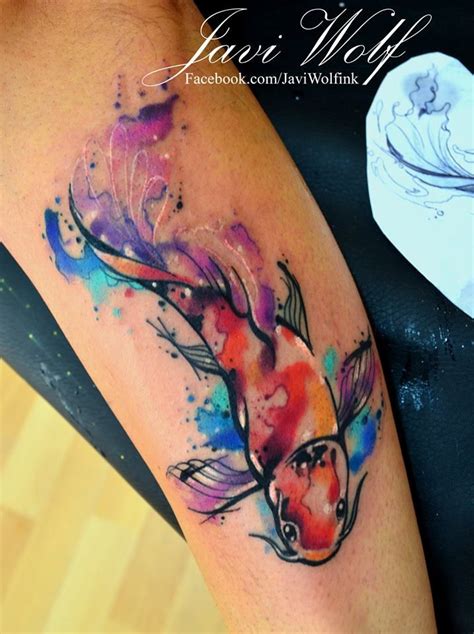 Watercolor koi fish tattoo design