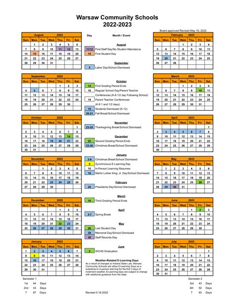 WCS District Calendar and Community Engagement