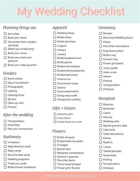 Wedding Checklist Template