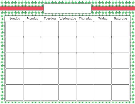 Weekly blank calendar design