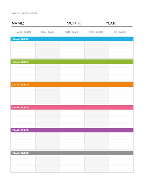 Weekly Calendar Printable Example