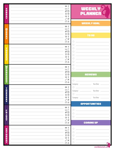 Weekly Printable Calendar Template Ideas