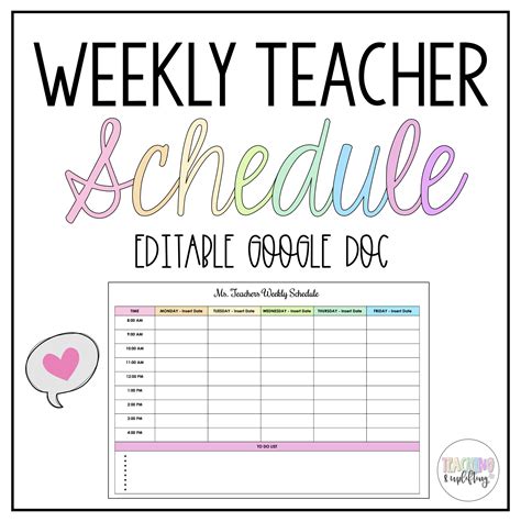 Weekly Schedule for Teachers