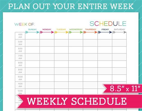 Weekly Schedule Template Printable