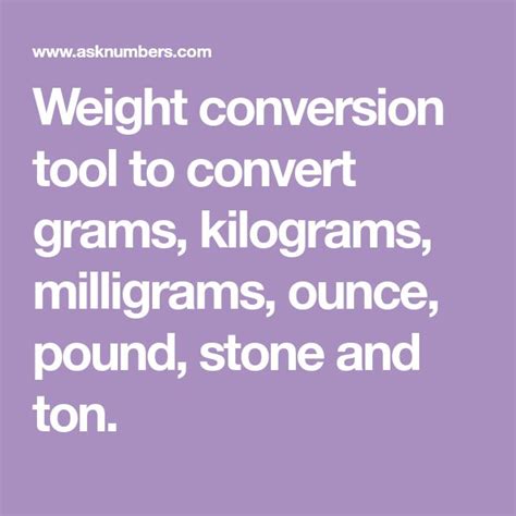 Weight conversion tools