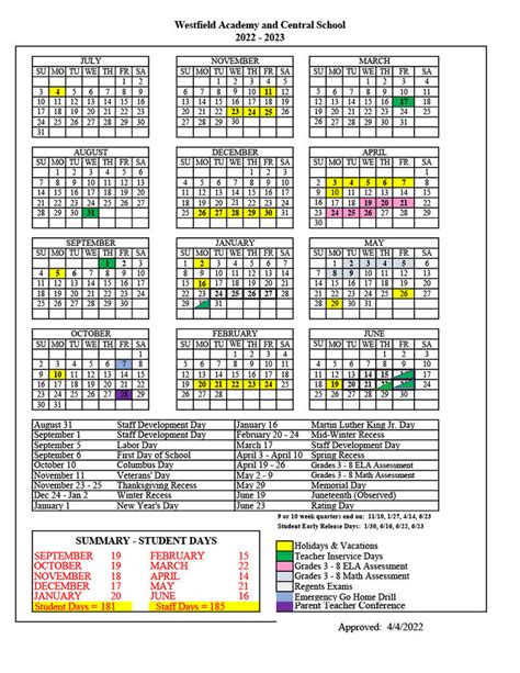 Westfield Schools Calendar Image 8