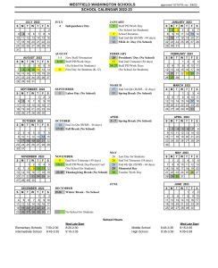 Westfield Schools Calendar and Staff Development