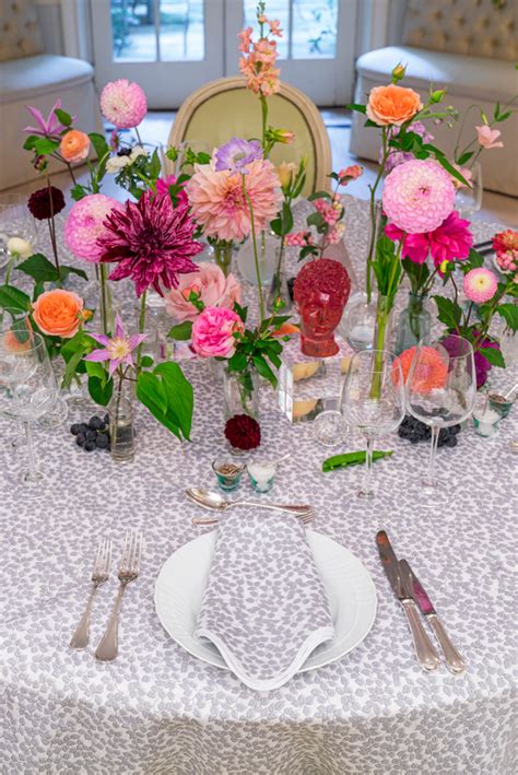 Whimsical table setting with navy blue tablecloth