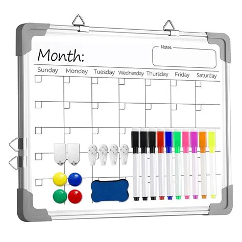 A whiteboard calendar in use