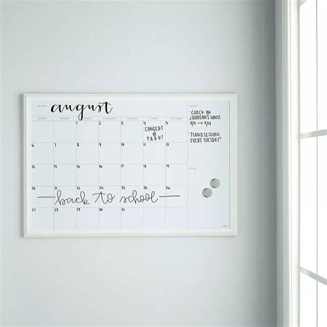 Whiteboard calendar settings