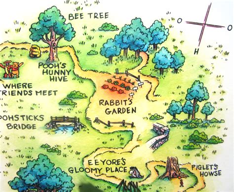 Winnie the Pooh Hundred Acre Wood illustration