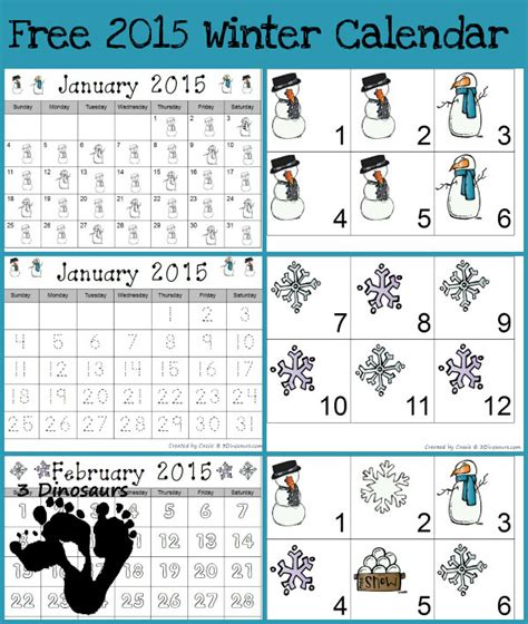 Winter calendar printables