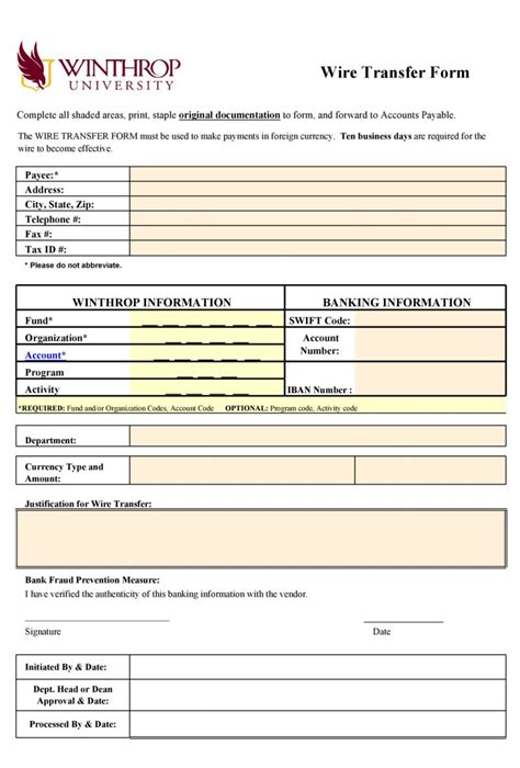 Wire Transfer Form