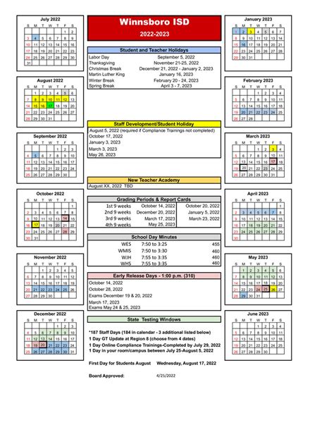 Wisd School Calendar Image 1