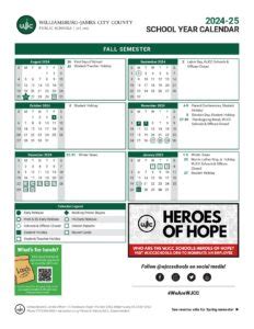 WJCC Calendar Tips for Education