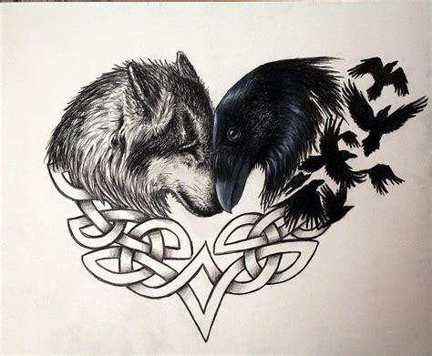 Wolf Raven Tattoo Designs