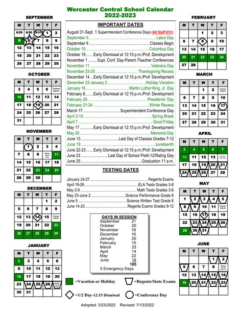 Worcester Schools Calendar image 10