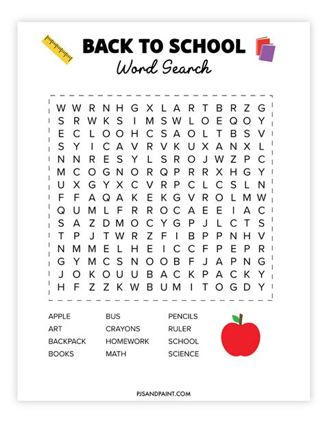 Word find printables for education