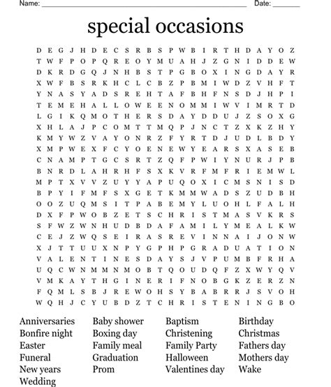 Word finds for special occasions