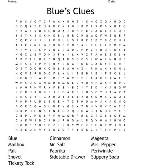 Word search clues