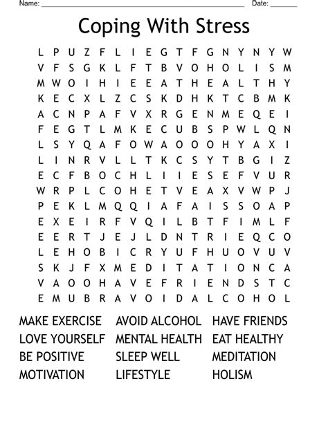 Word Search Printable for Stress Relief