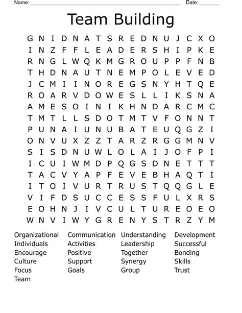 Word search printables for team building