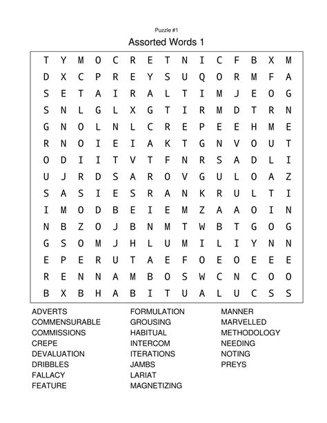 Word search puzzles for adults