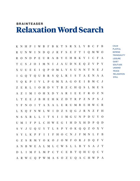 Word search puzzles for relaxation