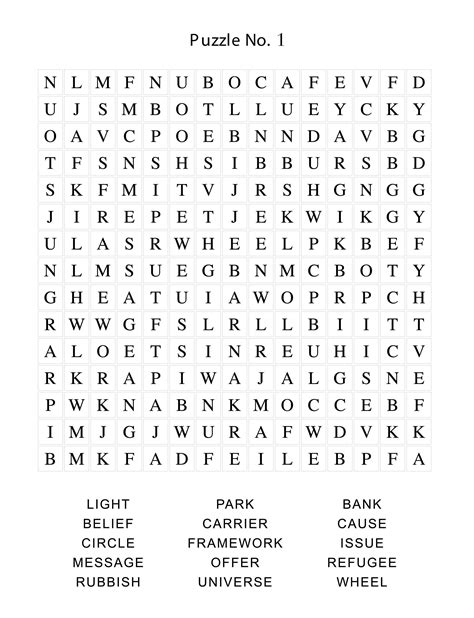 Word Search Puzzles with Answers