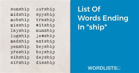 Words that end in ships