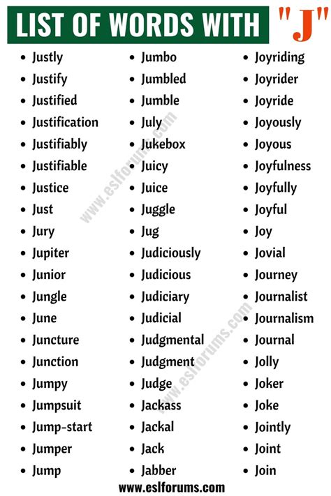 Words with at and j examples