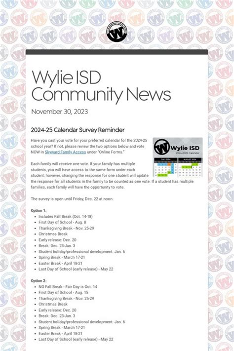 Wylie ISD Calendar Events