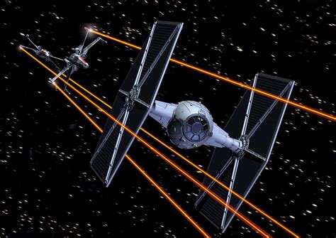 X-Wing and TIE Fighter in dogfight