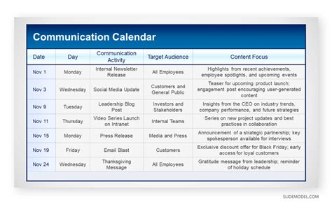 Year-Round Calendar Communication