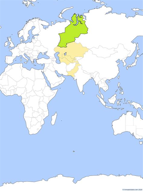 Yekaterinburg Time Zone Map