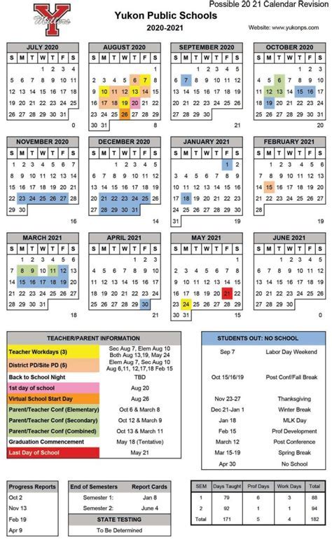 Yukonps Calendar Information