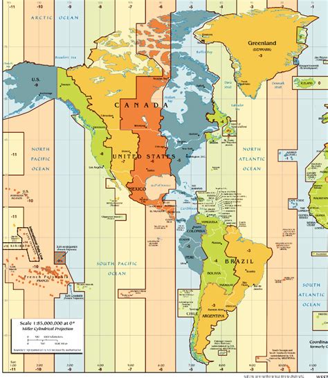 Mapa de zonas horarias en América